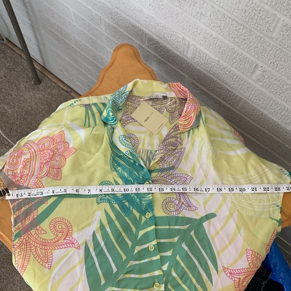 Maude Vivante Noelle Button Up Womens L Collared Camp Shirt Short Sleeve Print - Picture 12 of 13